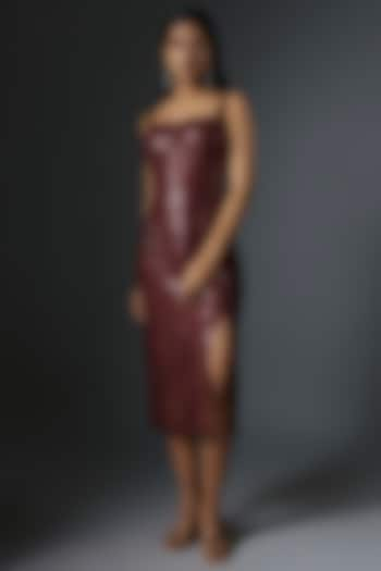 Maroon Sequins Straight Dress by Tanieya Khanuja at Pernia's Pop Up Shop