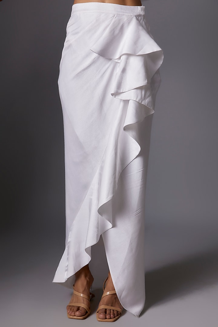 White Metallic Skirt Set by Tanieya Khanuja at Pernia's Pop Up Shop