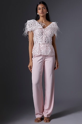 Pink Imported Crepe Pant Set by Tanieya Khanuja