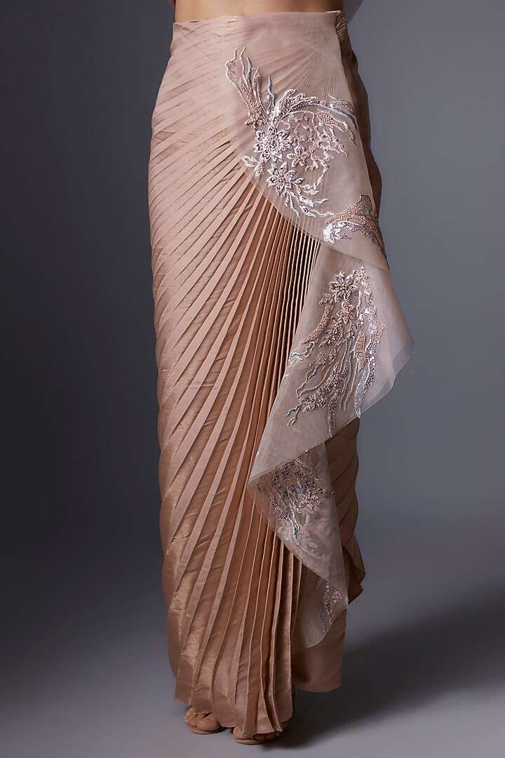 Rosegold Metallic & Organza Skirt Set by Tanieya Khanuja at Pernia's Pop Up Shop