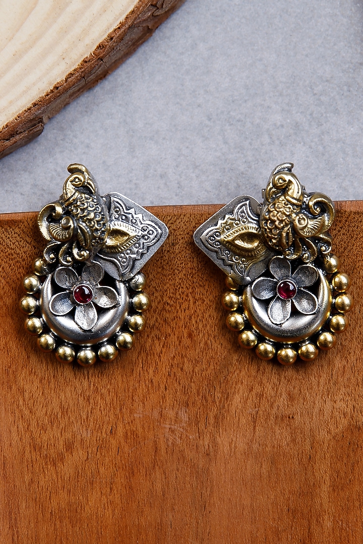 Two-Tone Finish Dangler Earrings In Sterling Silver by Tapri at Pernia's Pop Up Shop