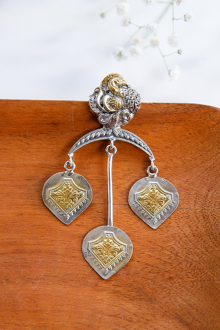 Two-Tone Finish Dangler Earrings In Sterling Silver by Tapri at Pernia's Pop Up Shop