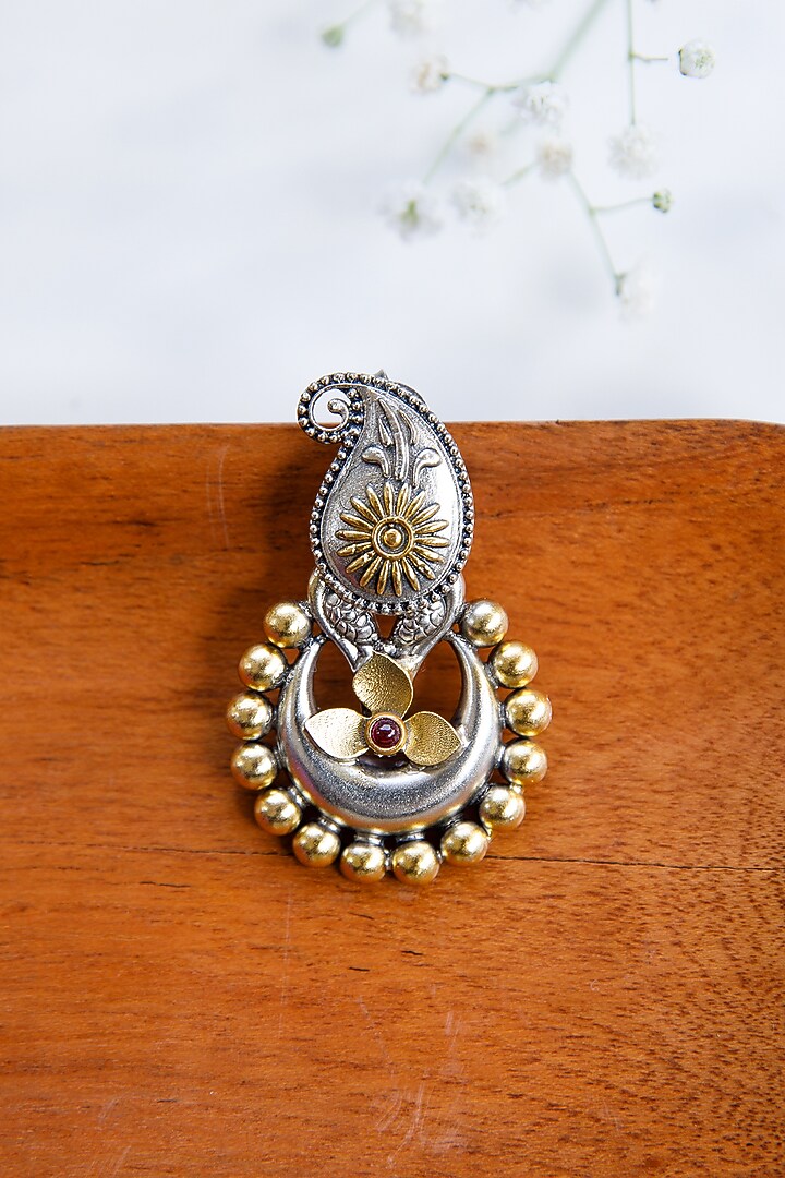 Two-Tone Finish Dangler Earrings In Sterling Silver by Tapri at Pernia's Pop Up Shop