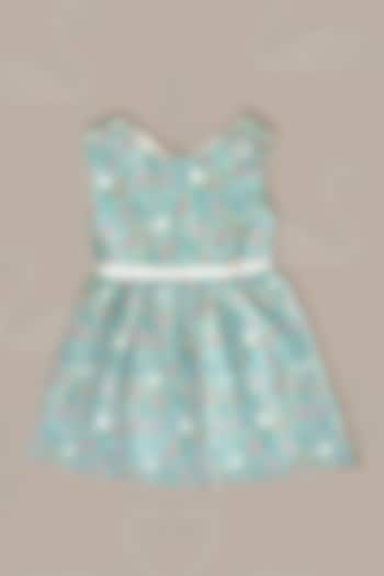 Teal Cotton Floral Printed Dress For Girls by Taramira at Pernia's Pop Up Shop