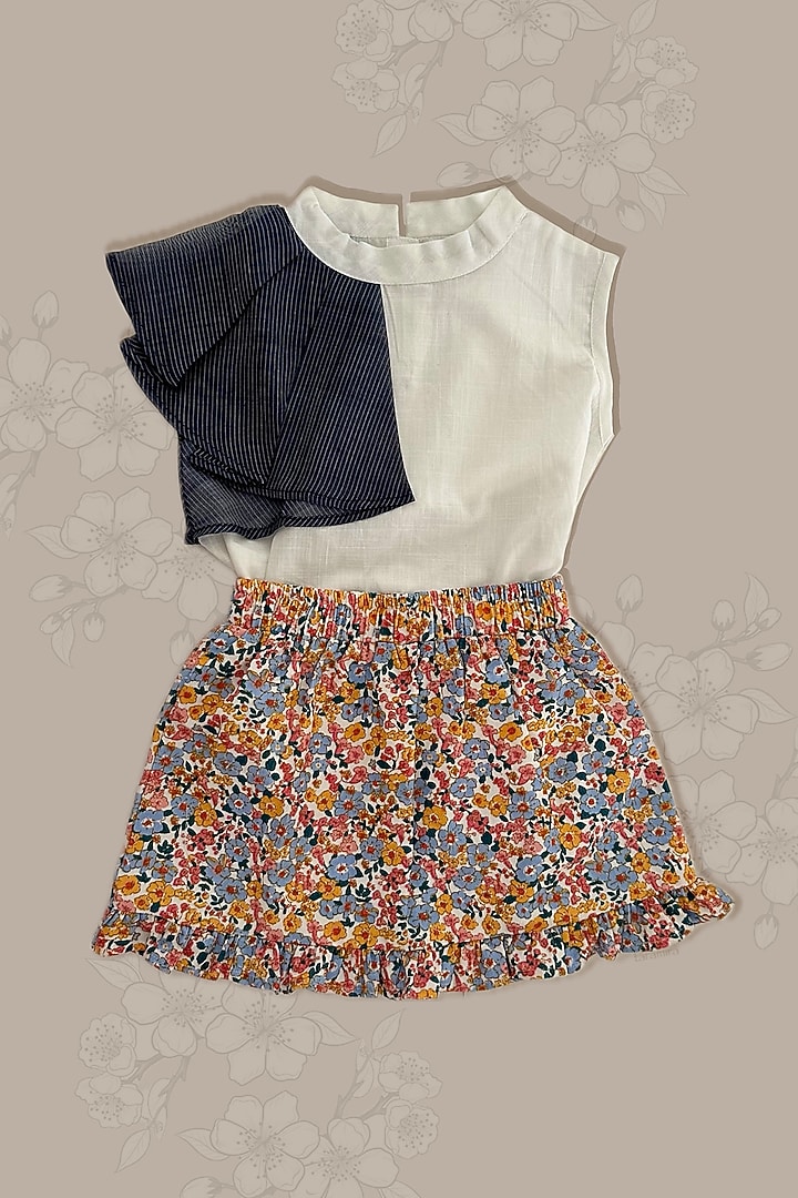 Multi-Colored Cotton & Cotton Blend Floral Printed Skort Set by Taramira at Pernia's Pop Up Shop