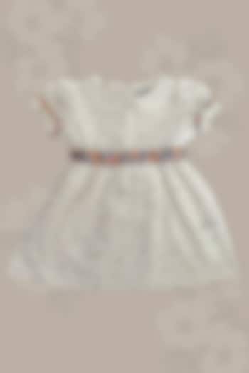 White Cotton Blend Floral Printed Dress For Girls by Taramira at Pernia's Pop Up Shop