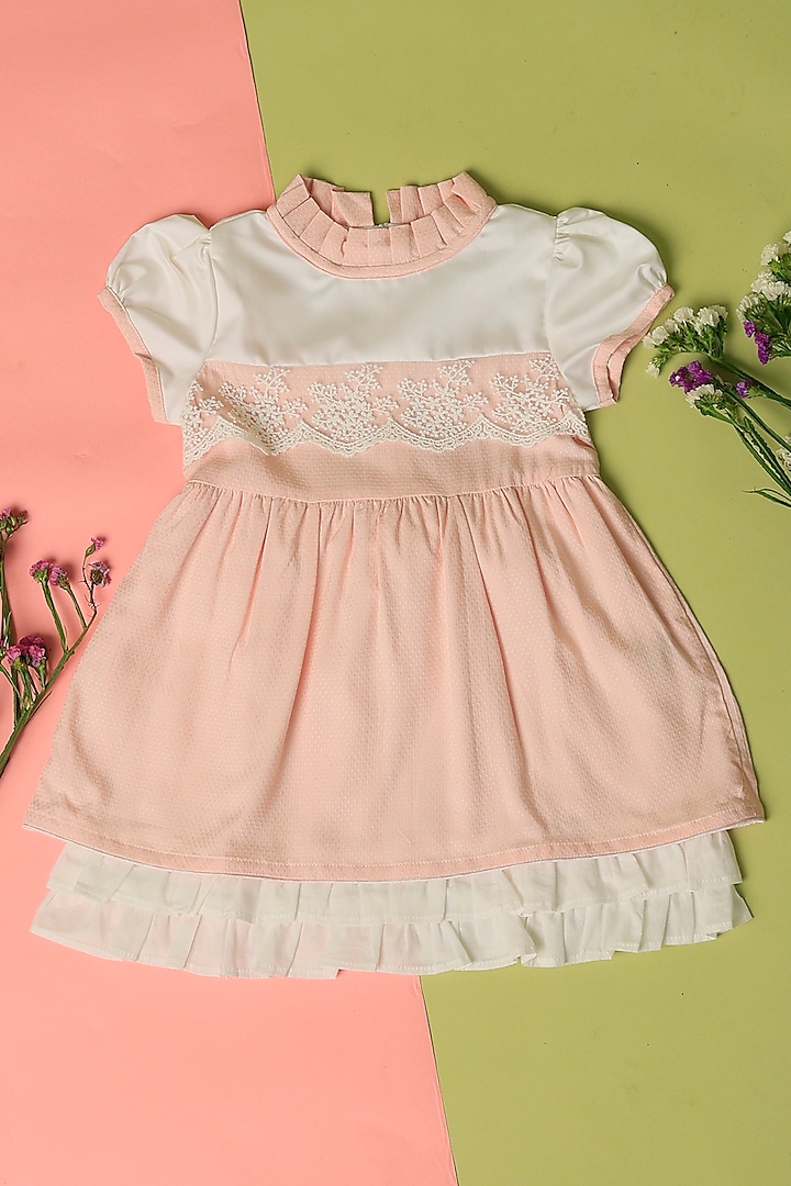 Pink Cotton Ruffled Dress For Girls by Taramira