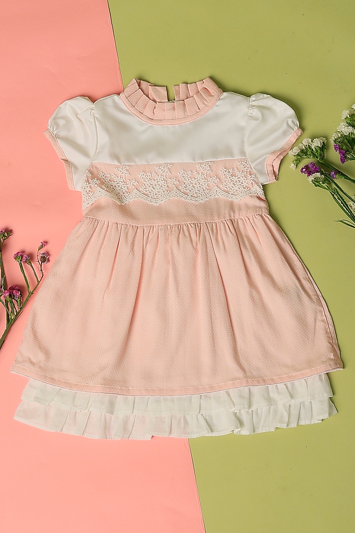 Pink Cotton Ruffled Dress For Girls by Taramira at Pernia's Pop Up Shop