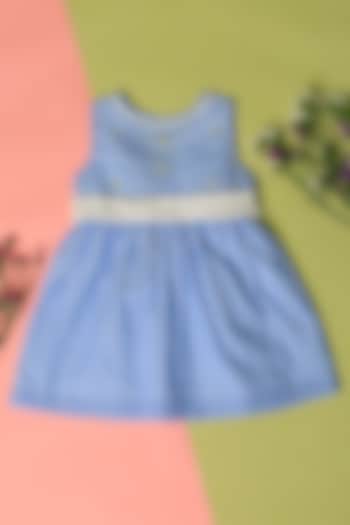 Blue Cotton Hand Embroidered Dress For Girls by Taramira
