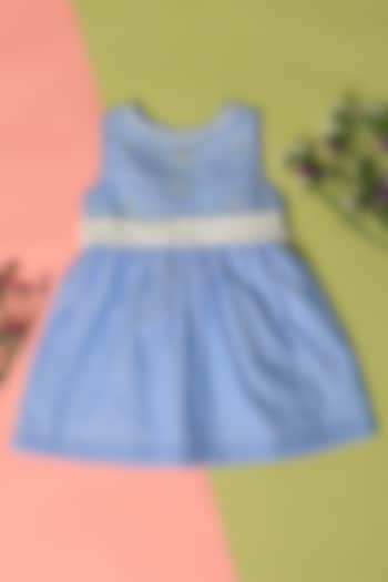 Blue Cotton Hand Embroidered Dress For Girls by Taramira at Pernia's Pop Up Shop