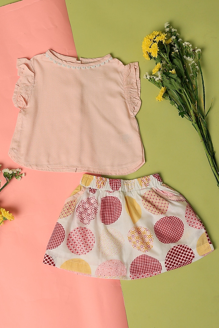 Multi-Colored Cotton Printed Skirt Set For Girls by Taramira