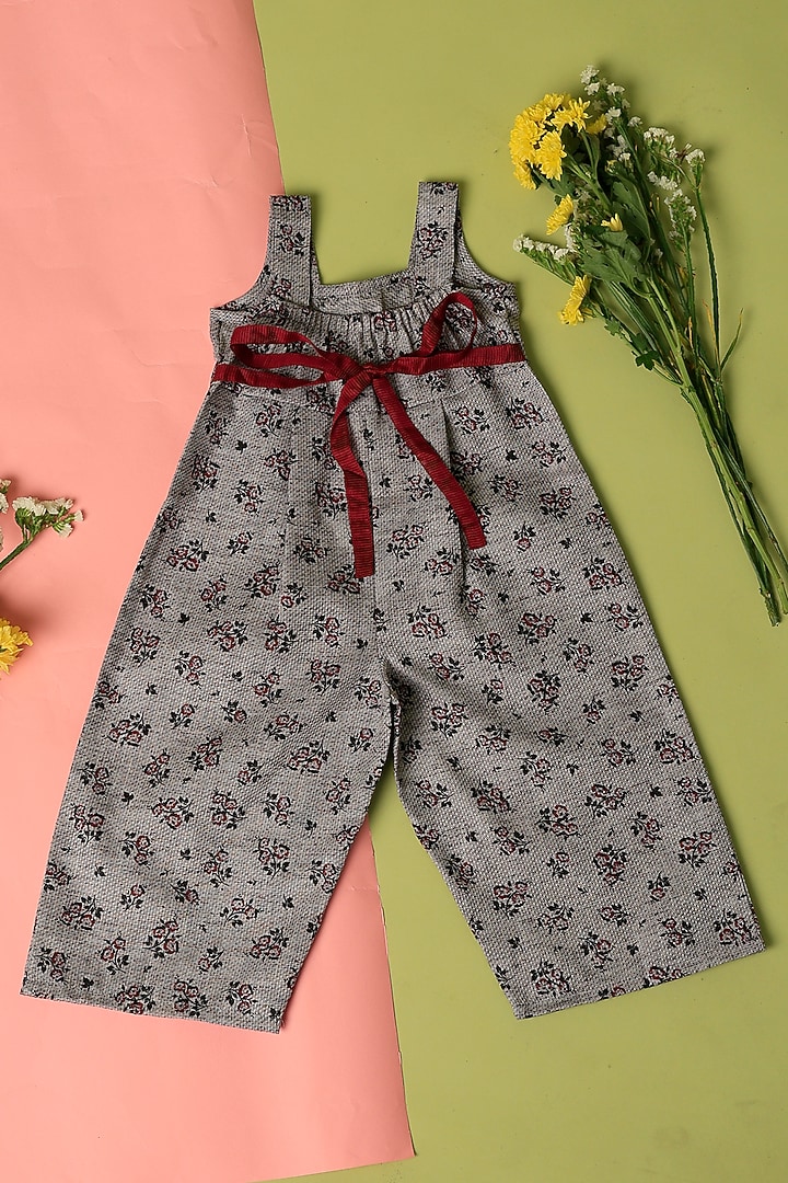 Grey Cotton Printed Jumpsuit For Girls by Taramira at Pernia's Pop Up Shop