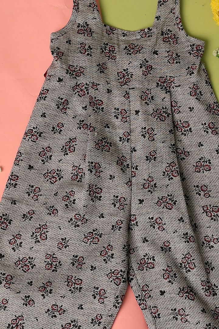 Grey Cotton Printed Jumpsuit For Girls by Taramira at Pernia's Pop Up Shop