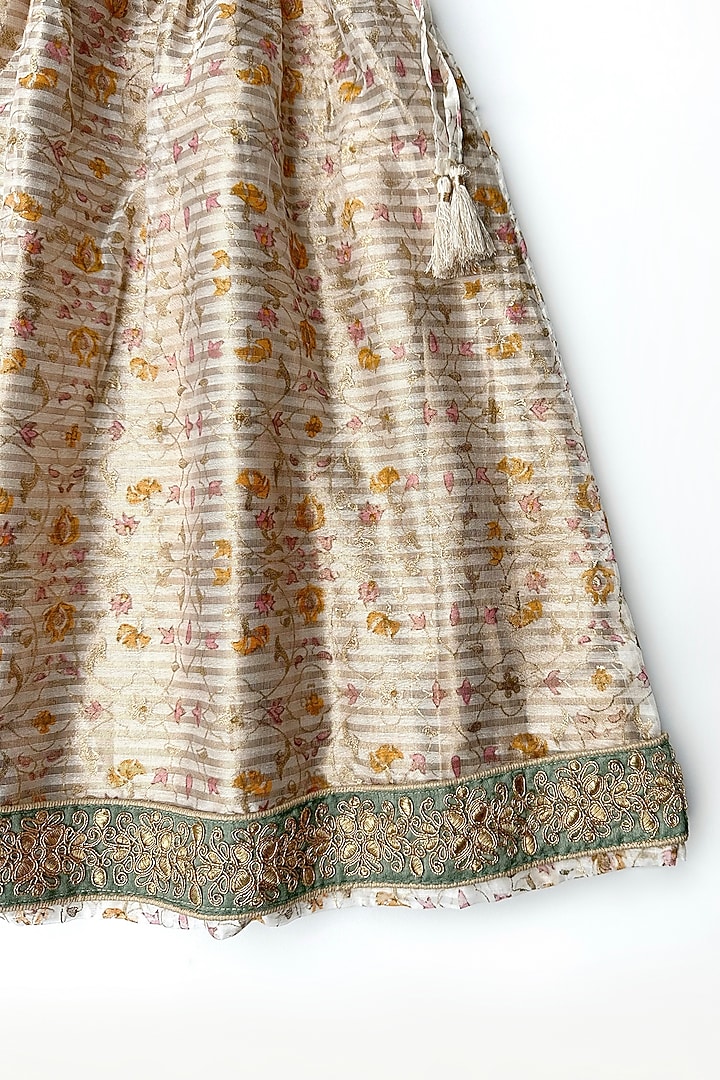 Gold Cotton Silk Striped Lehenga Set For Girls by Taramira at Pernia's Pop Up Shop