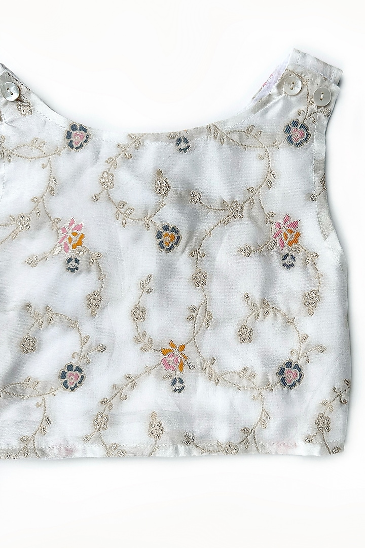 Gold Cotton Silk Striped Lehenga Set For Girls by Taramira at Pernia's Pop Up Shop