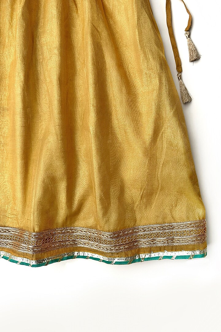 Gold Cotton Silk Lehenga Set For Girls by Taramira at Pernia's Pop Up Shop