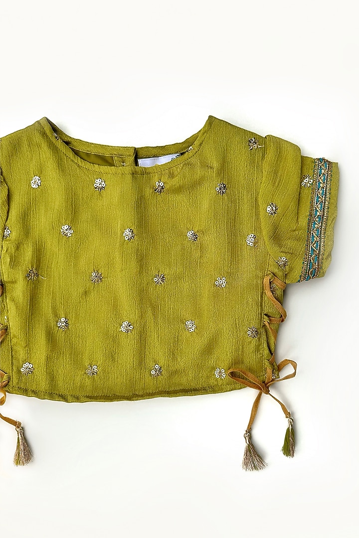 Gold Cotton Silk Lehenga Set For Girls by Taramira at Pernia's Pop Up Shop