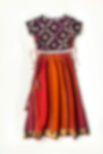 Rust Cotton Silk Lehenga Set For Girls by Taramira at Pernia's Pop Up Shop