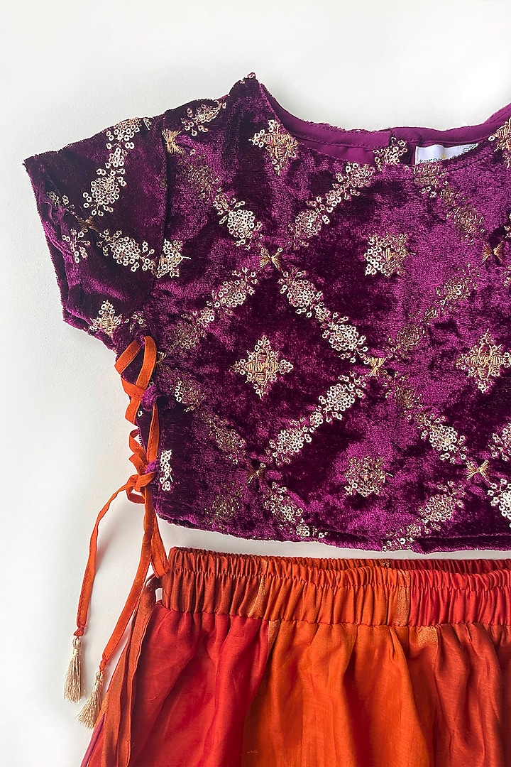Rust Cotton Silk Lehenga Set For Girls by Taramira at Pernia's Pop Up Shop