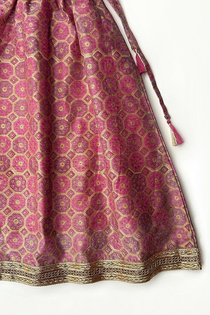 Wine Cotton Silk Hand Block Printed Lehenga Set For Girls by Taramira at Pernia's Pop Up Shop