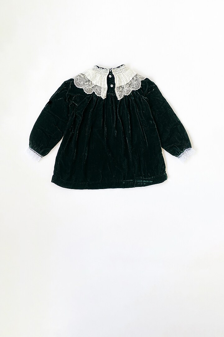Forest Green Velvet Dress For Girls by Taramira at Pernia's Pop Up Shop