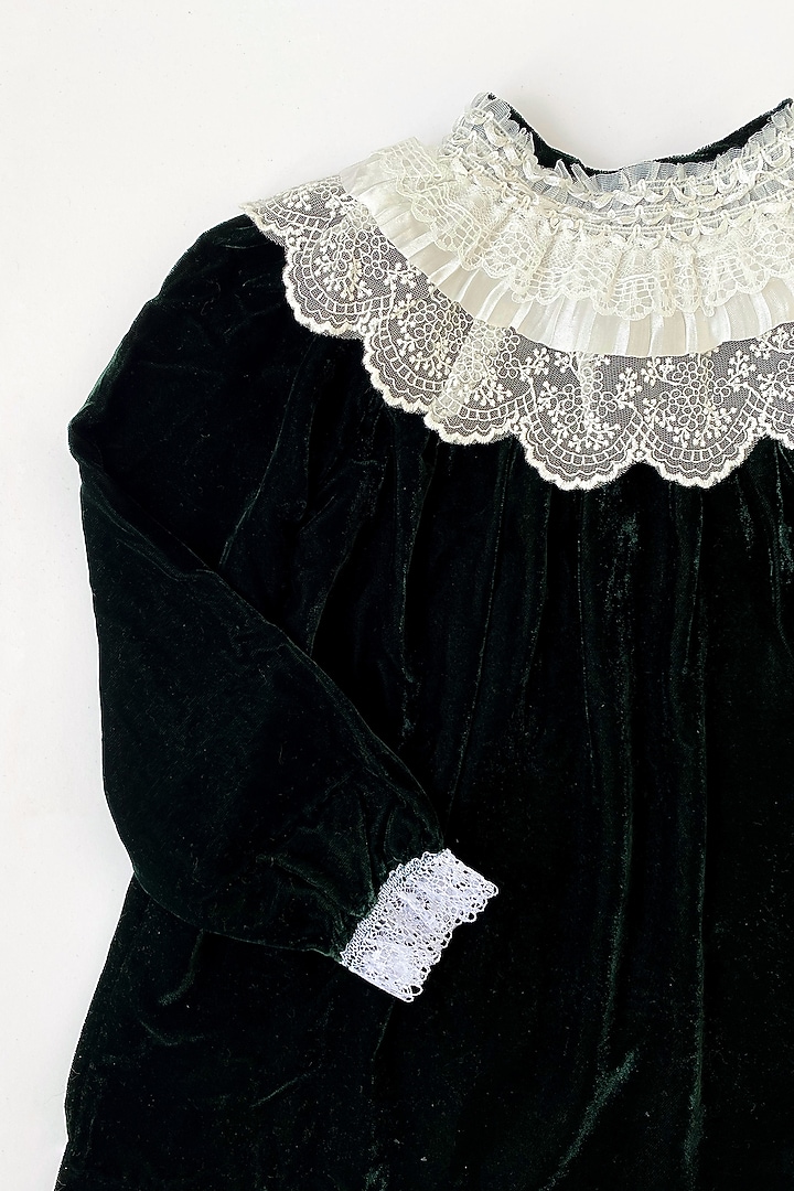 Forest Green Velvet Dress For Girls by Taramira at Pernia's Pop Up Shop