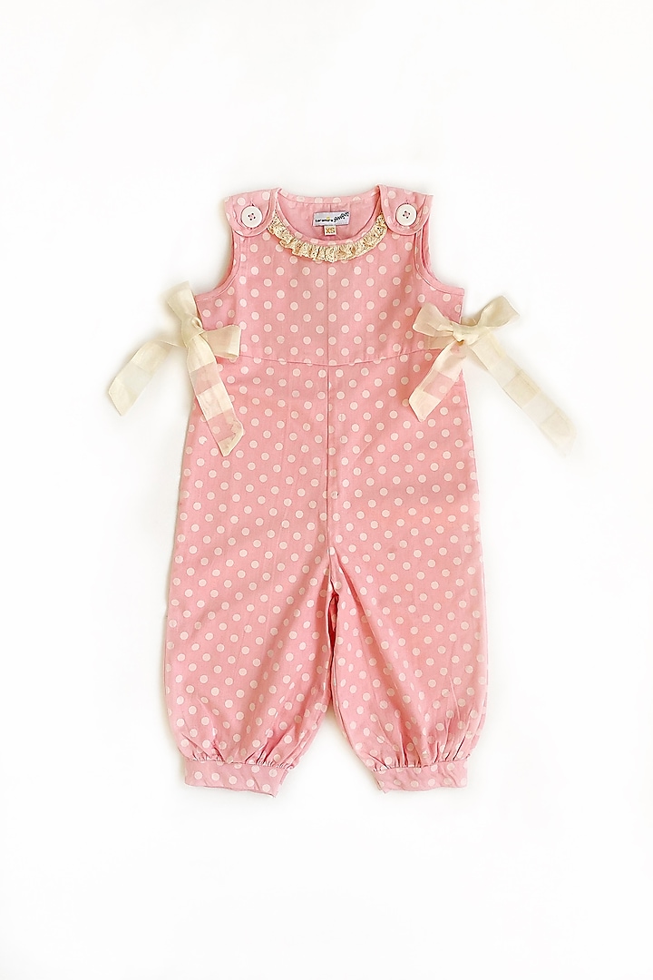 Pink Jumpsuit With Polka Dots For Girls by Taramira