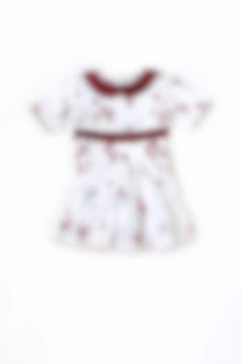 White Floral Printed Dress For Girls by Taramira at Pernia's Pop Up Shop