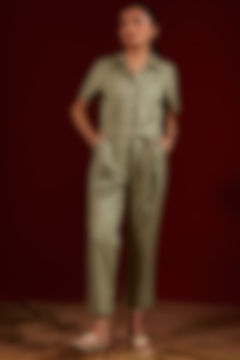 Green Viscose & Polyester Jumpsuit by Tara and I at Pernia's Pop Up Shop