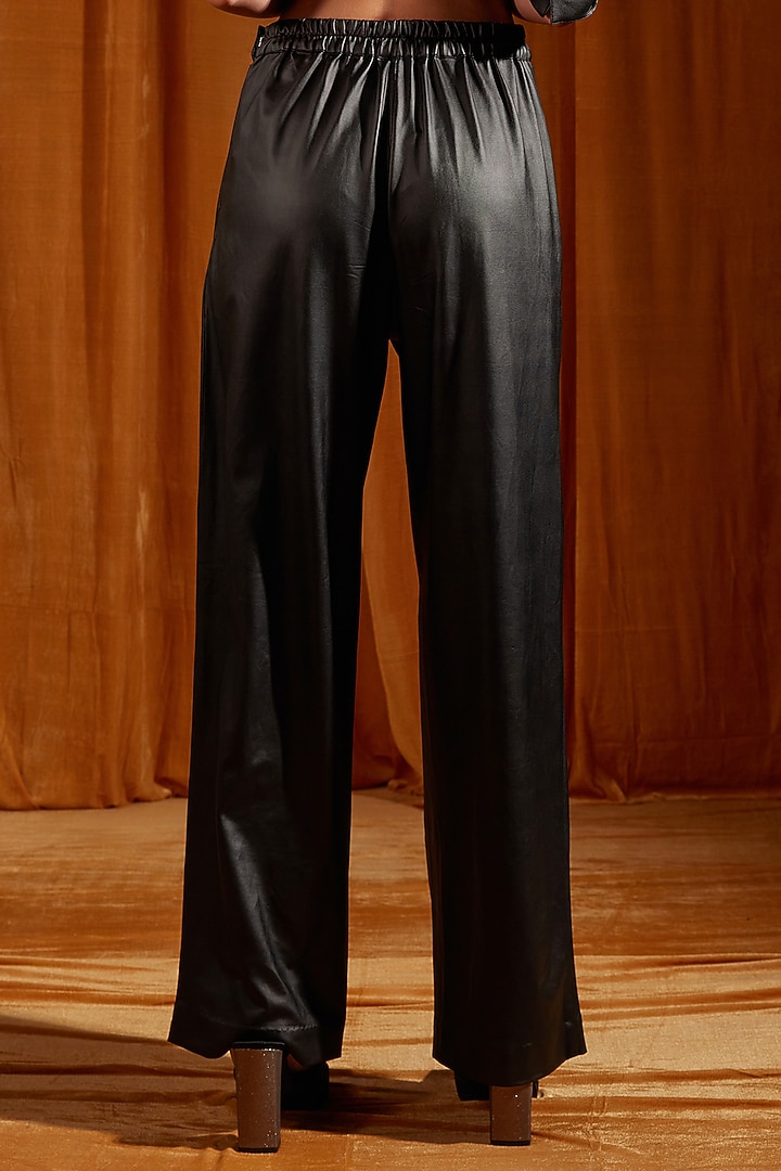 Black Lame Straight-Fit Trousers by Tara and I at Pernia's Pop Up Shop