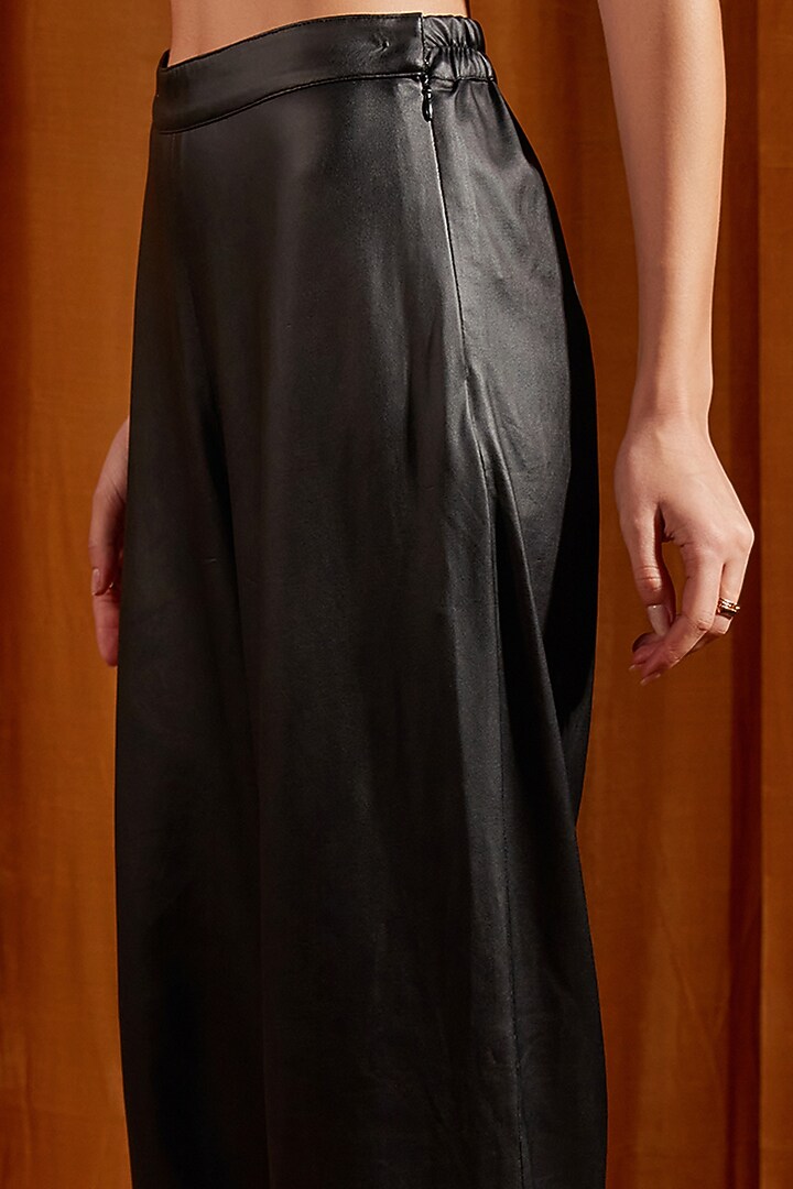 Black Lame Straight-Fit Trousers by Tara and I at Pernia's Pop Up Shop