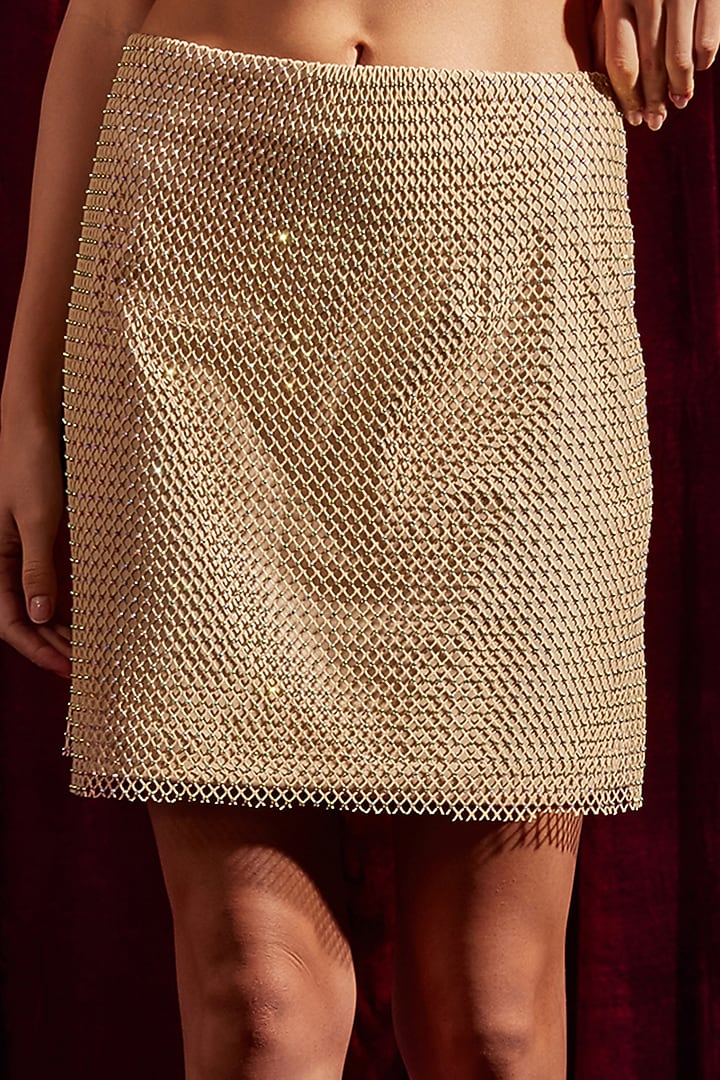 Cream Faux Leather Mini Skirt by Tara and I at Pernia's Pop Up Shop