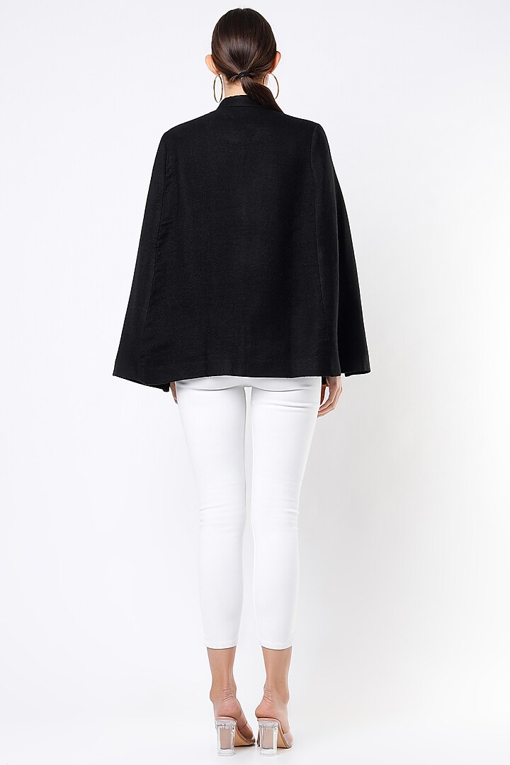Black Hand Embroidered Cape by Taroob at Pernia's Pop Up Shop