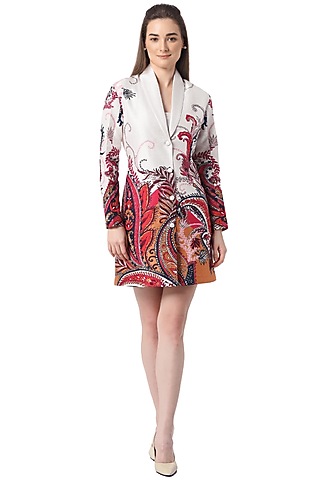 White Pure Silk Blazer Dress by Taroob