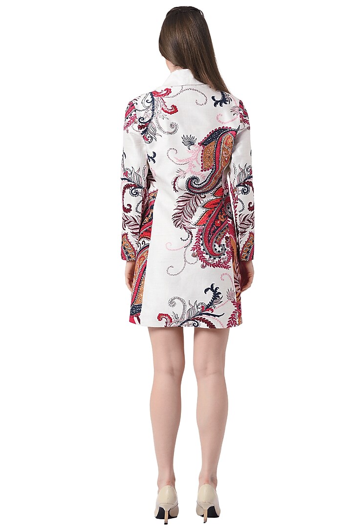 White Pure Silk Blazer Vacation Dress by Taroob at Pernia's Pop Up Shop