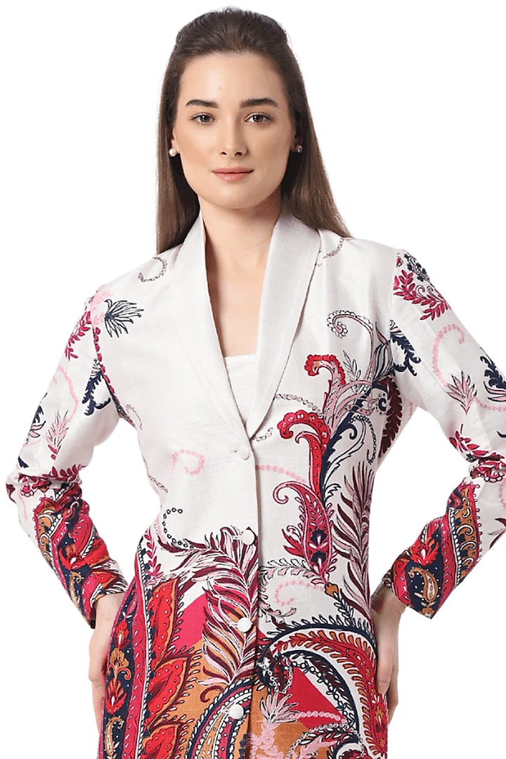 White Pure Silk Blazer Vacation Dress by Taroob at Pernia's Pop Up Shop