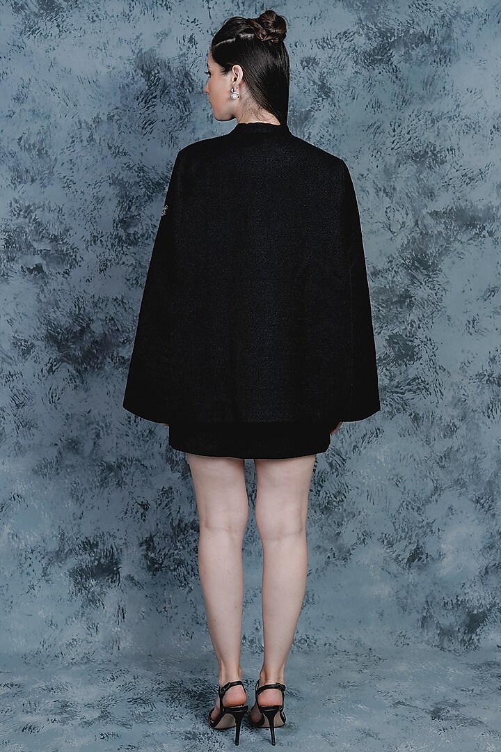 Black Embroidered Dragonfly Cape by Taroob at Pernia's Pop Up Shop