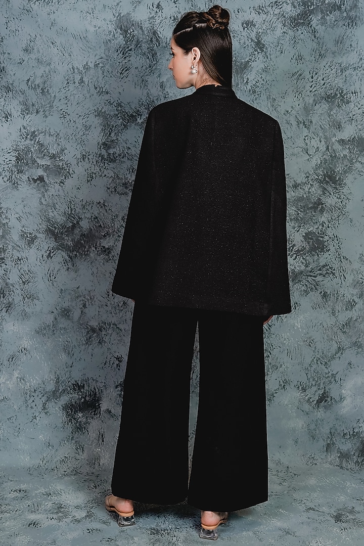 Black Embroidered & Printed Cape by Taroob at Pernia's Pop Up Shop