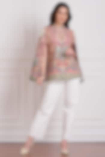 White Embroidered Cape by Taroob at Pernia's Pop Up Shop