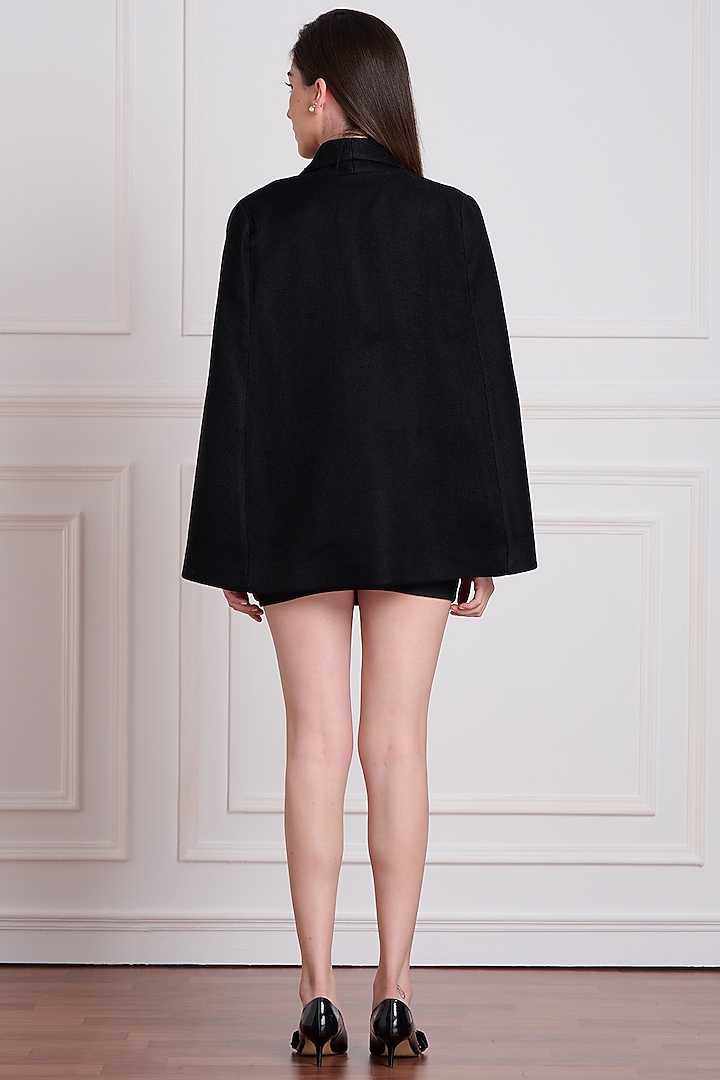 Black Embroidered Tuxedo Cape by Taroob at Pernia's Pop Up Shop
