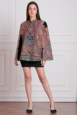 Black Embroidered Cape by Taroob