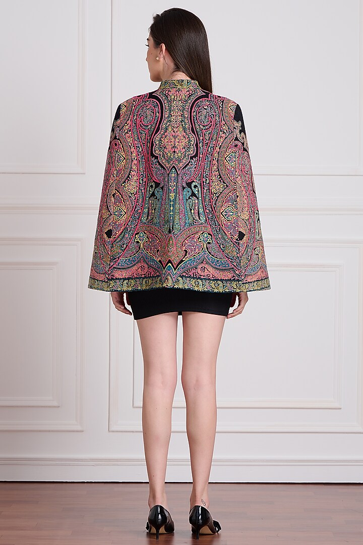 Black Embroidered Cape by Taroob at Pernia's Pop Up Shop