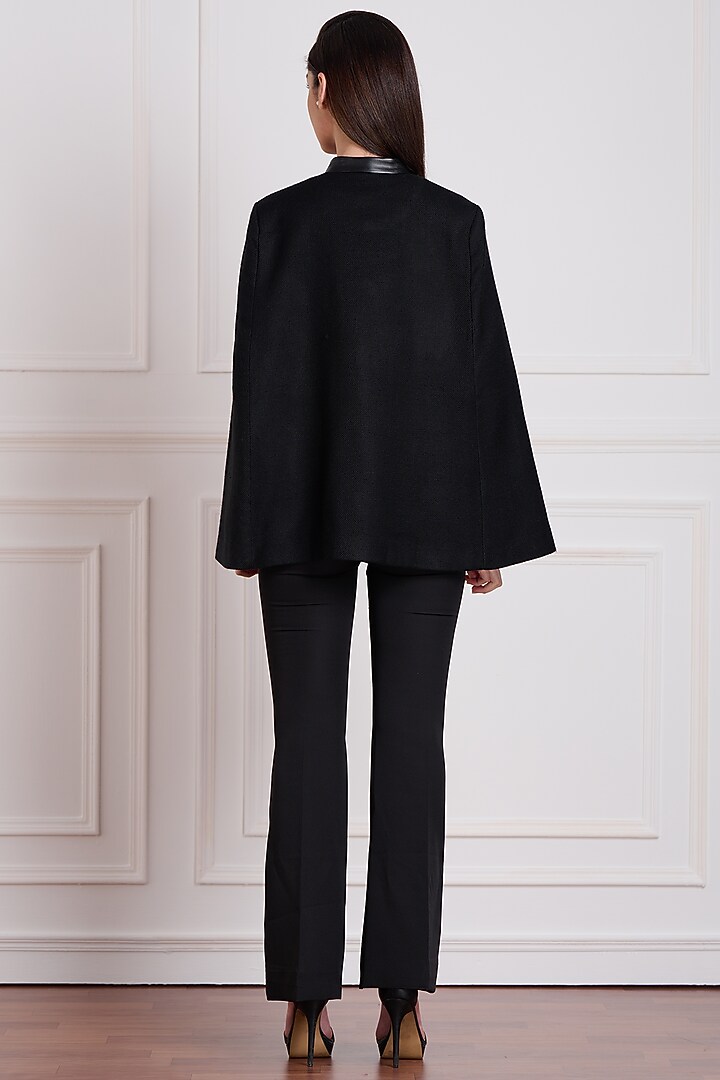 Black Wool Cape by Taroob at Pernia's Pop Up Shop