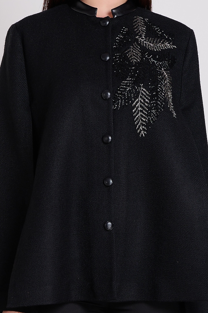 Black Wool Cape by Taroob at Pernia's Pop Up Shop