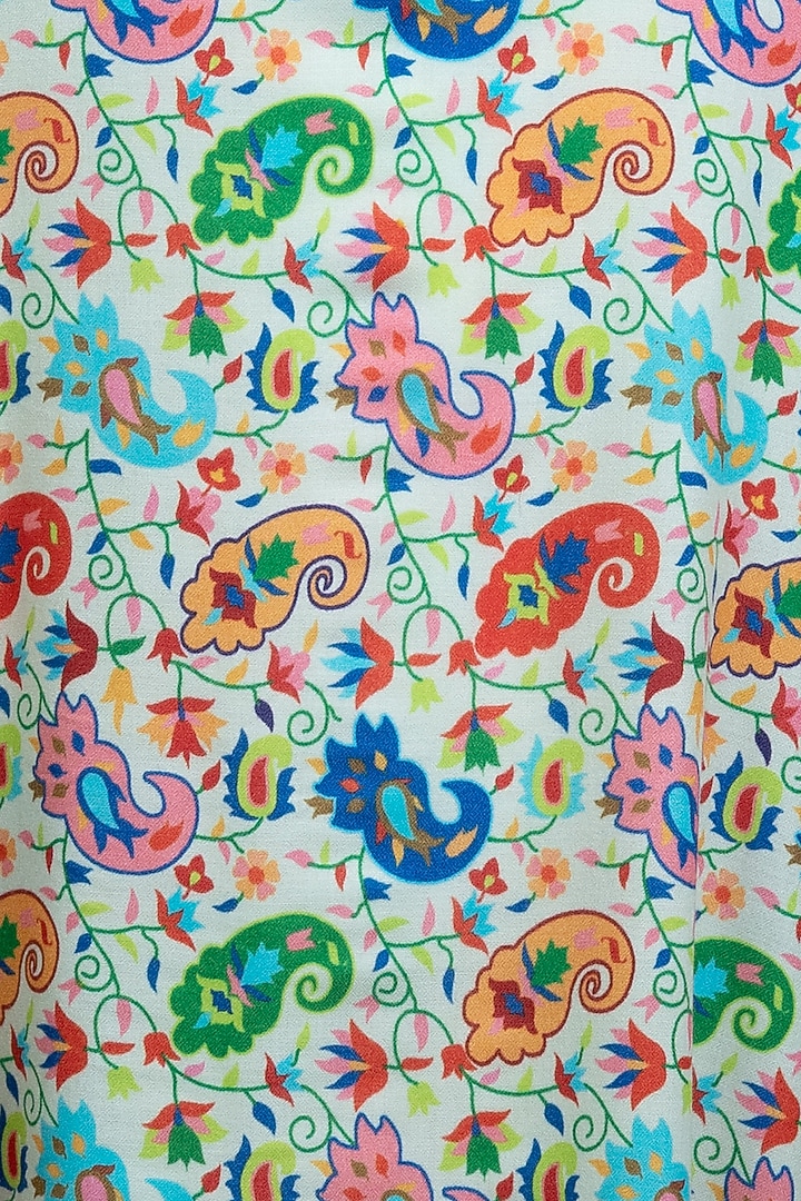White Kalamkari Printed Shawl by Taroob Men at Pernia's Pop Up Shop