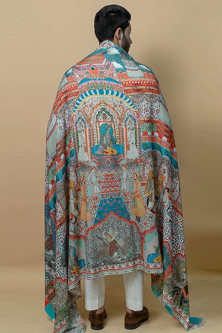 Multi-colour Pashmina Wool Shawl by Taroob Men at Pernia's Pop Up Shop