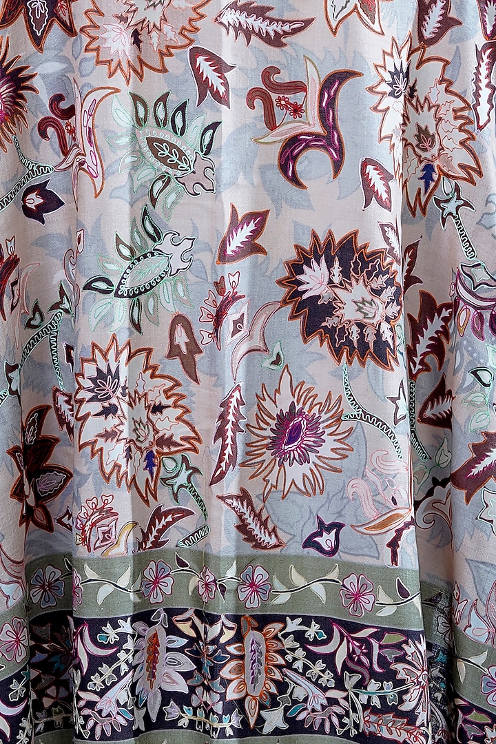 Black Kalamkari Embroidered Shawl by Taroob Men at Pernia's Pop Up Shop