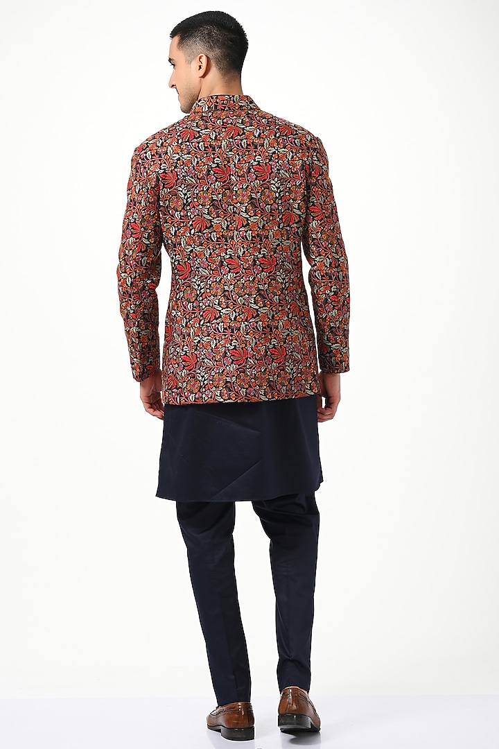 Multi-Colored Floral Embroidered Wedding Bandhgala by Taroob Men at Pernia's Pop Up Shop