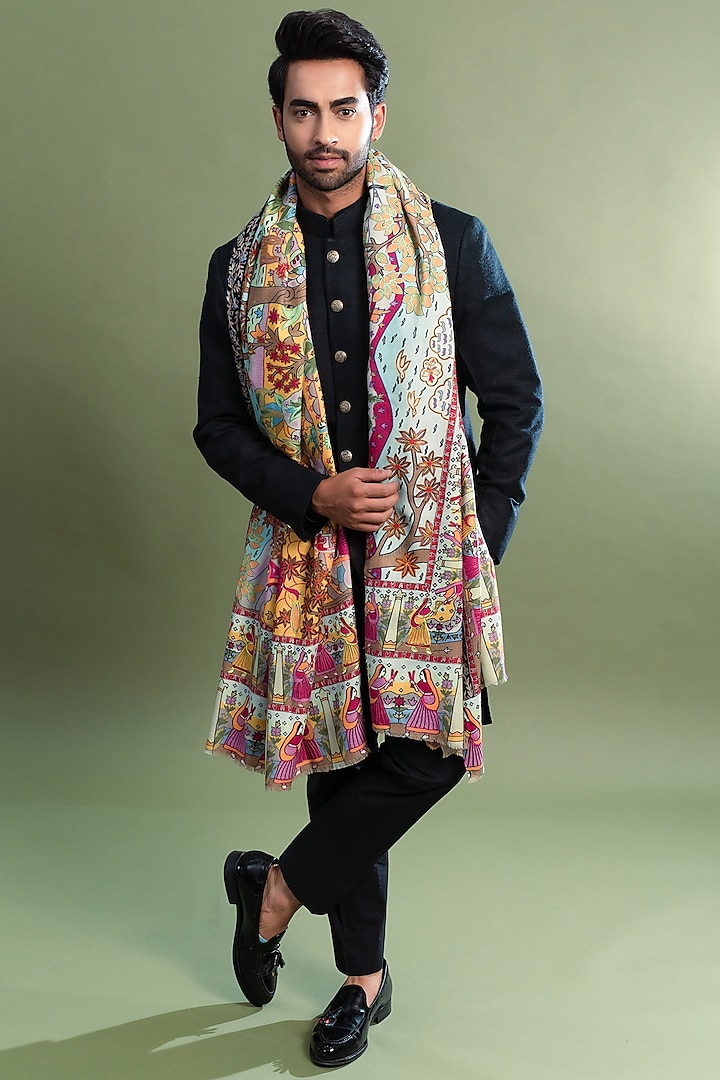 Multi-Coloured Pashmina Wool Shawl by Taroob Men