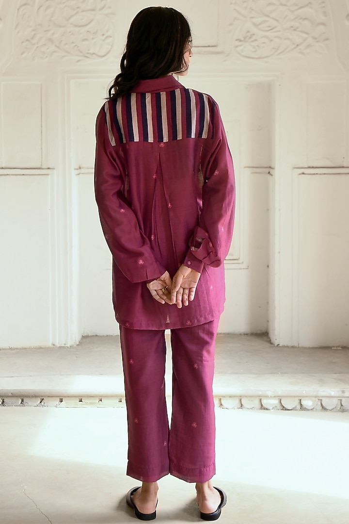 Mahogany Chanderi Digital Printed Co-Ord Set by TARO at Pernia's Pop Up Shop